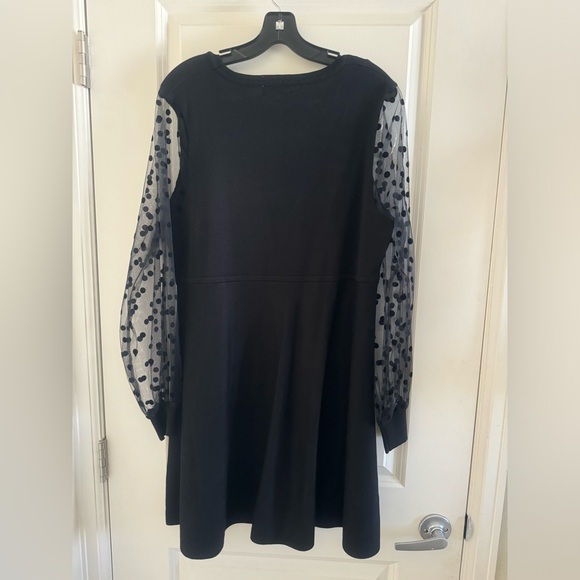 NWT Birch NY Black Polka Dot Long Sleeve Fit and Flare Dress Size Large - Picture 6 of 7
